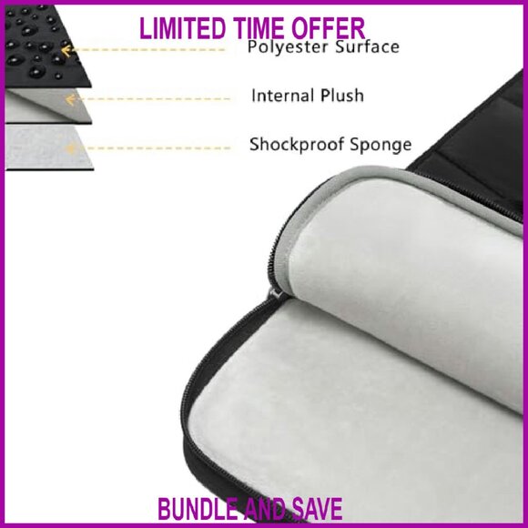 Vertical Laptop Shoulder Bag 15.6 Inch Padded Double Layer Messenger - Picture 5 of 8